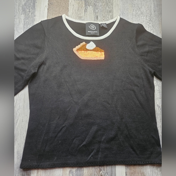 Michael Simon Event Women's Medium Pumpkin Pie Sweater Sequins Beads - Picture 2 of 14